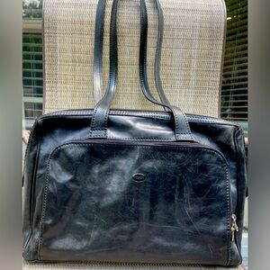 Tornabuoni Black  Leather Tote Bag  Purse Made in Italy Handcrafted